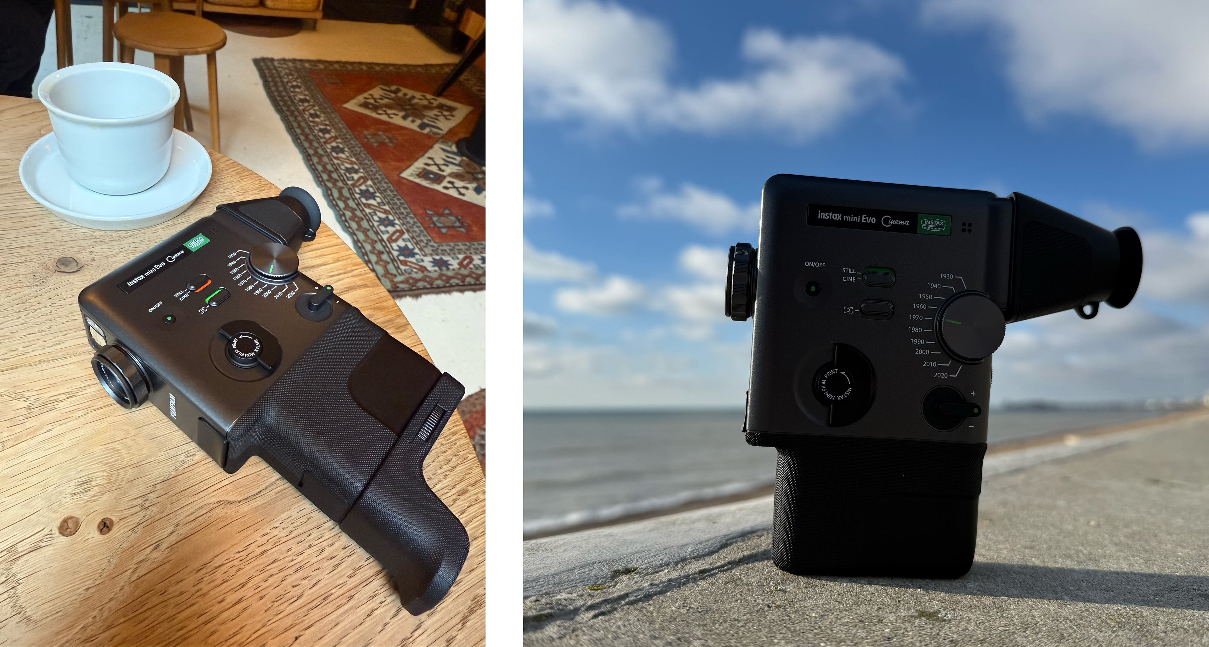 Вид камеры Fujifilm Instax Mini EVO Cinema с аксессуарами