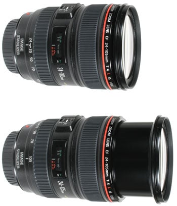 Canon EF 24-105mm at 24 and 105mm