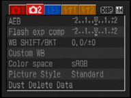 Canon EOS 400D / XTi recording menu 2