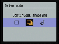 Canon EOS 400D / XTi continuous shooting menu