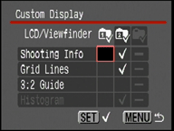 Canon PowerShot G7 Custom display menu