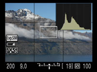 Canon 40D live view histogram