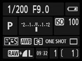 Canon 40D info menu