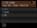 Canon 40D long exposure NR menu