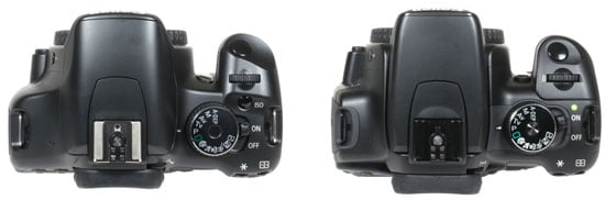from left: Canon EOS 450D / Rebel XSi and Canon EOS 400D / Rebel XTi - top view