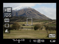 Canon 500D - LV shooting information