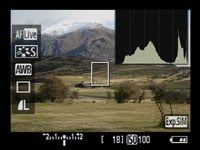 Canon 500D - LV live histogram