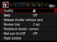 Canon 500D - record menu 1