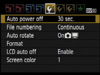 Canon 500D - setup menu 2