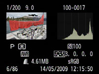 Canon 500D - play histogram