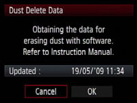 Canon 500D - dust delete data
