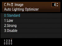 Canon 50D - auto lighting optimzer
