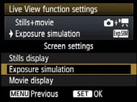 Canon EOS 5D Mk II - LV display option