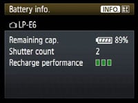 Canon EOS 5D Mk II - battery info