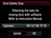 Canon EOS 5D Mark II - dust delete data