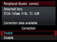 Canon EOS 5D Mark II - peripheral illumination correction