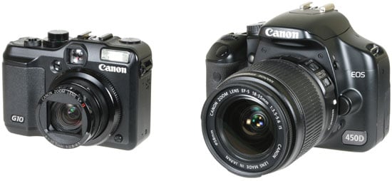 from left: Canon G10 and Canon EOS 450D