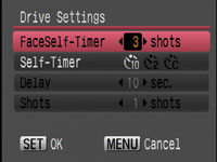 Canon PowerShot G10 - face timer options