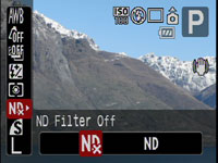 Canon G9 - ND filter menu