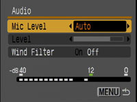 Canon G9 - audio menu