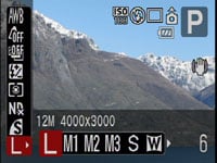 Canon G9 - resolution menu