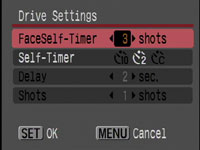 Canon PowerShot SX10 IS - face timer options