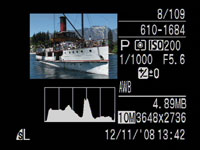 Canon PowerShot SX10 IS - play histogram