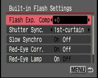 Canon PowerShot SX1 IS - built-in flash settings