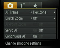 Canon PowerShot SX20 IS - menus
