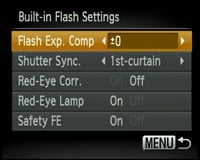 Canon PowerShot SX20 IS - built-in flash settings