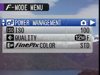 FinePix F50fd - F-mode menu