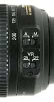 DX 55-200mm VR controls