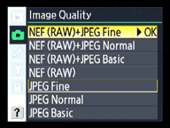 Nikon D200 image quality menu