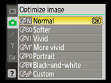 Nikon D40 - optimise image menu
