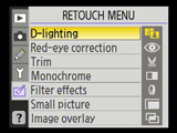 Nikon D40 - retouching menu