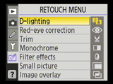 Nikon D40x - retouching menu