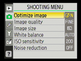 Nikon D40x - shooting menu