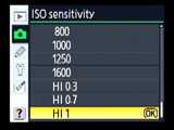 Nikon D80 ISO sensitivity menu