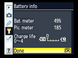 Nikon D80 battery info menu