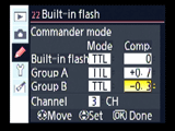 Nikon D80 built-in flash Commander mode