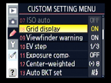 Nikon D80 Custom menu
