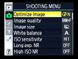 Nikon D80 shooting menu