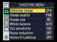 Nikon D60 - shooting menu
