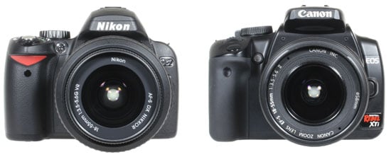 from left: Nikon D60 and Canon EOS 400D / XTi - front view