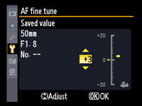 Nikon D700 - AF fine tune