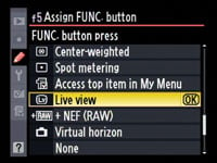 Nikon D700 - assign function button