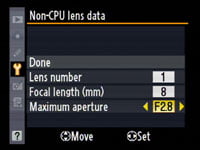 Nikon D700 - non-CPU lens