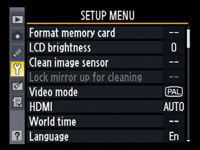 Nikon D700 - set-up menu