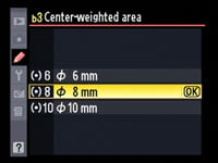 Nikon D90 - centre weight area