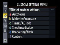 Nikon D90 - custom menu